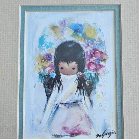 Degrazia Matted and Framed "Flower Girl" Print - Picture 2 of 5